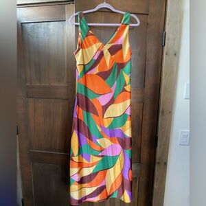 Joie Multicolor Leaf Pattern Maxi Dress